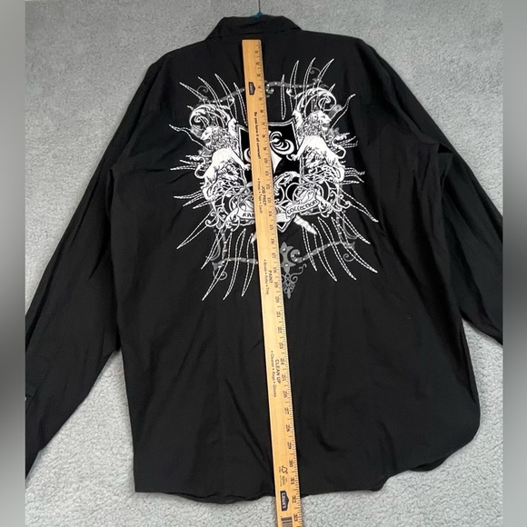 Hardy Collection Mens Embellished Button Down Shirt Size 4XL - Picture 4 of 9